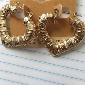 Small Bamboo Heart Shaped Earrings